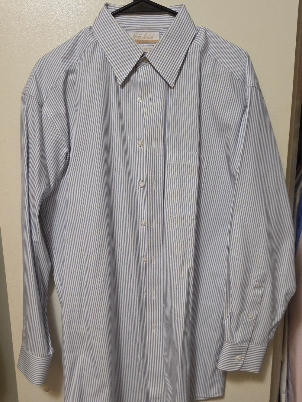 Roundtree & Yorke Light Blue and White Pinstripe Dress Shirt